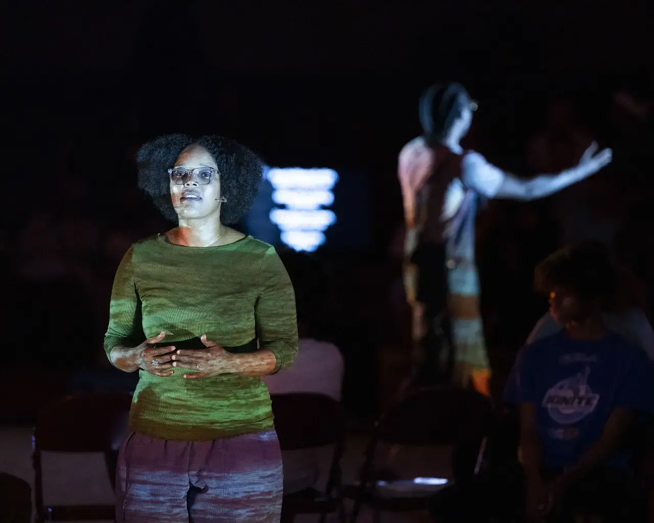 Pew Fellow Yolanda Wisher in Be Holding,&nbsp;2023, Girard College, Philadelphia, PA. Photo by Ryan Collerd.