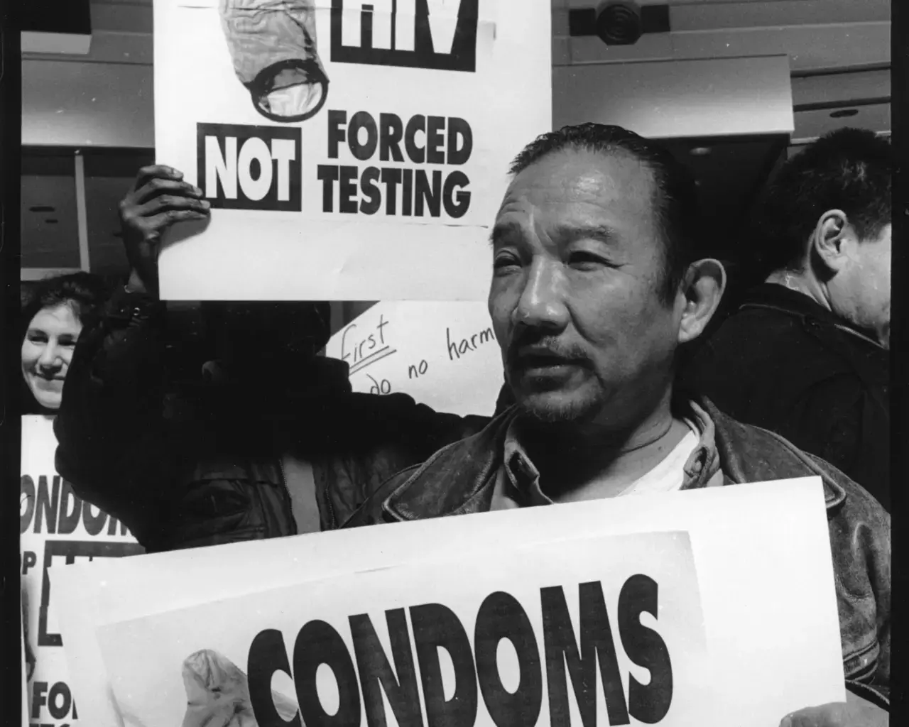 Author and activist Kiyoshi Kuromiya at an Act Up demonstration.