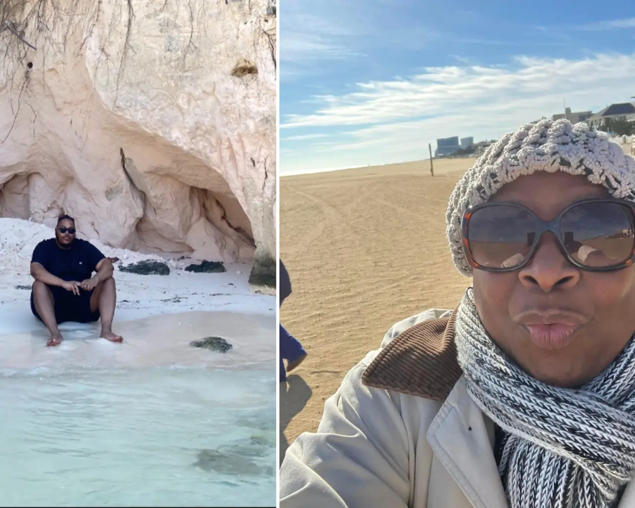 Pew Fellows Darius Clark Monroe and Karen Smith enjoying time near the ocean.&nbsp;