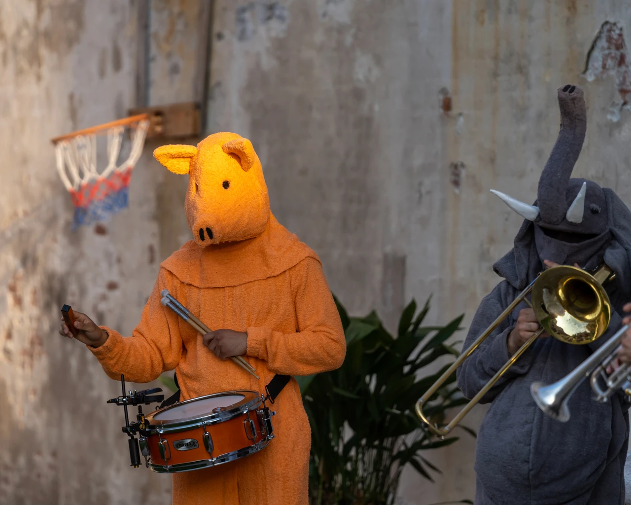 Brass band for In Proximity, 2022, Venice, created by Pew Fellow Ralph Lemon. Photo by Matteo De Fina, courtesy of Palazzo Grassi, Pinault Collection.