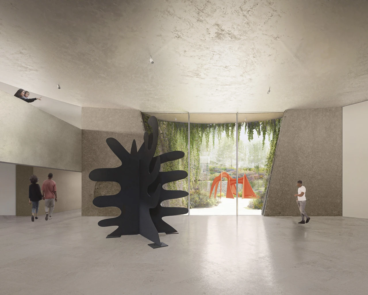 Open gallery rendering, Calder Gardens, 2022. Image courtesy of The Barnes Foundation, Herzog &amp; de Meuron, and Calder Foundation, New York. Photo courtesy of Calder Foundation, New York / Art Resource, New York; photo © Calder Foundation, New York; work by Alexander Calder © Calder Foundation, New York / Artists Rights Society (ARS), New York; rendering © Herzog &amp; de Meuron.