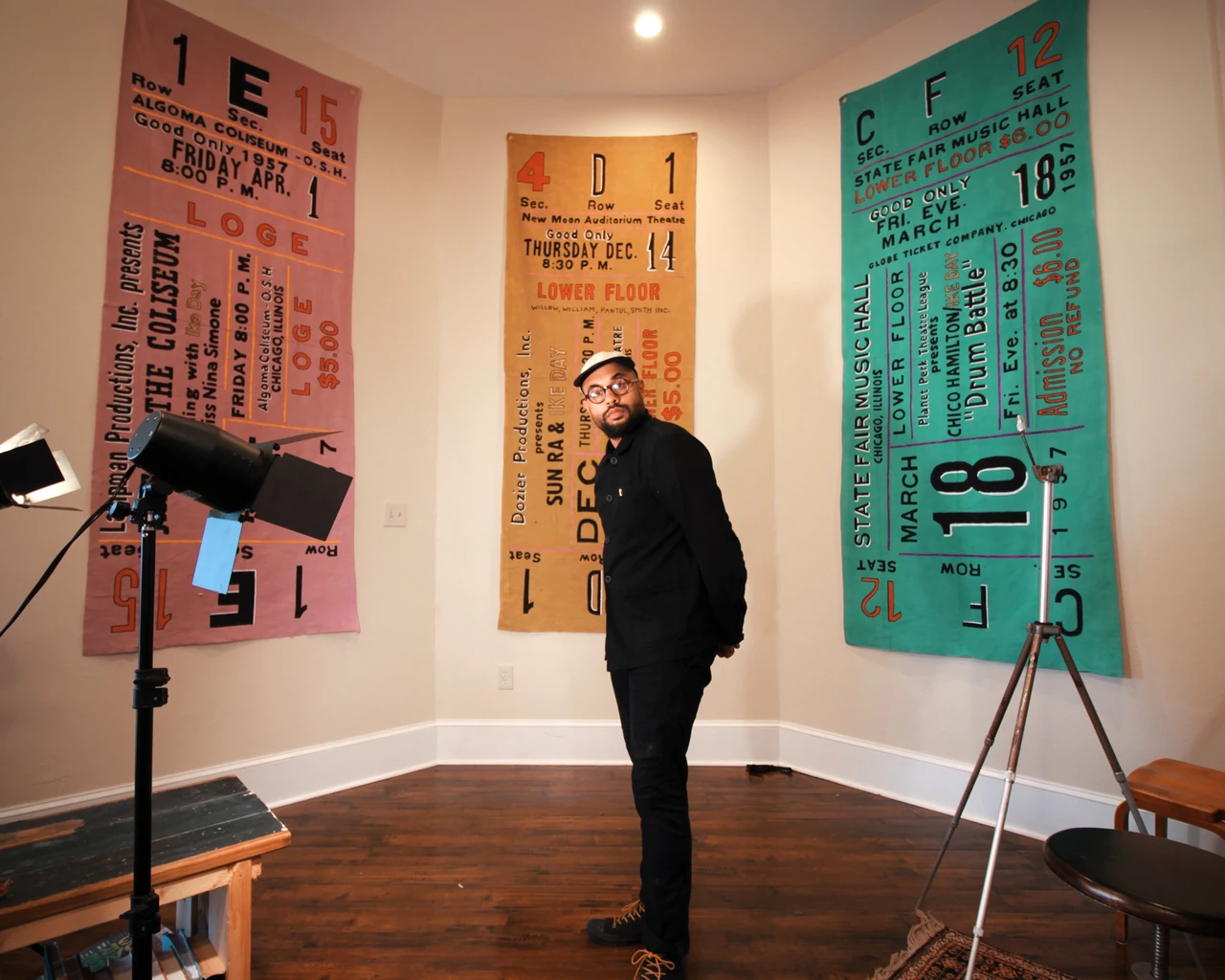 Pew Fellow Mikel Patrick Avery with his Ike Day Paintings. Photo by Travis B.&nbsp;