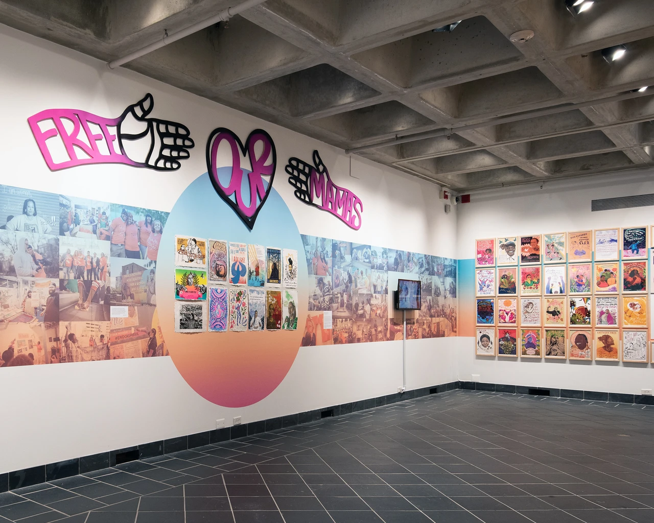 Let’s Get Free: The Transformative Art and Activism of the People’s Paper Co-op, installation view, Cantor Fitzgerald Gallery, Haverford College. Photo by Lisa Boughter.