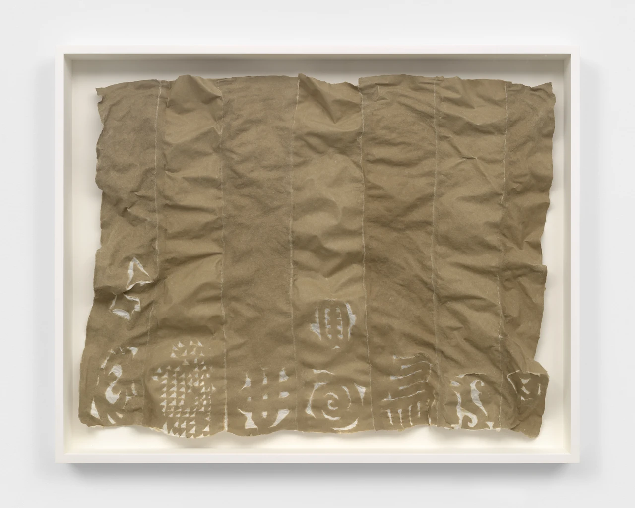 El Anatsui, Learned Papers Edition, 2012, over beaten flax with bleached kozo, 32" x 41," Edition of 10. Private collection, courtesy of the artist and Jack Shainman Gallery, New York.