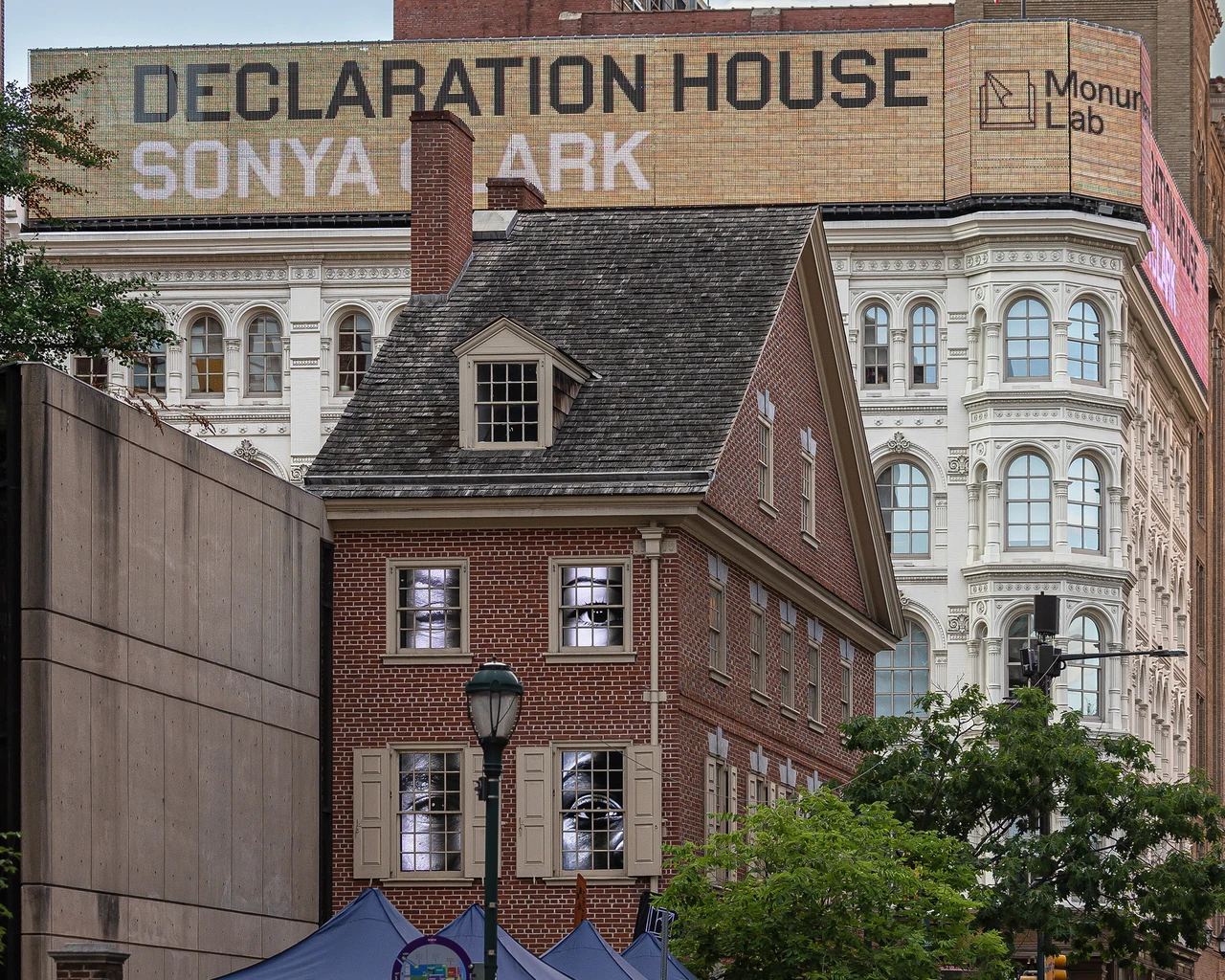 The Descendants of Monticello Opening Block Party, 2024, part of Declaration House,&nbsp;Independence National Historical Park, Philadelphia, PA. Photo by Steve Weinik, courtesy of Monument Lab.