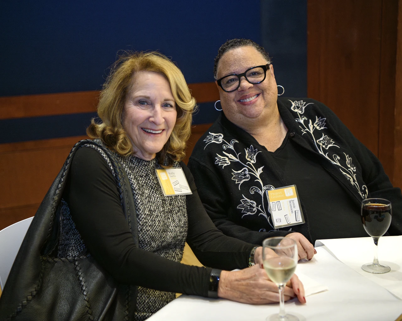 Kathy Sachs (Chair, ArtPhilly) and Jamie J. Brunson (Executive Director, First Person Arts). Photo by Constance Mensh.