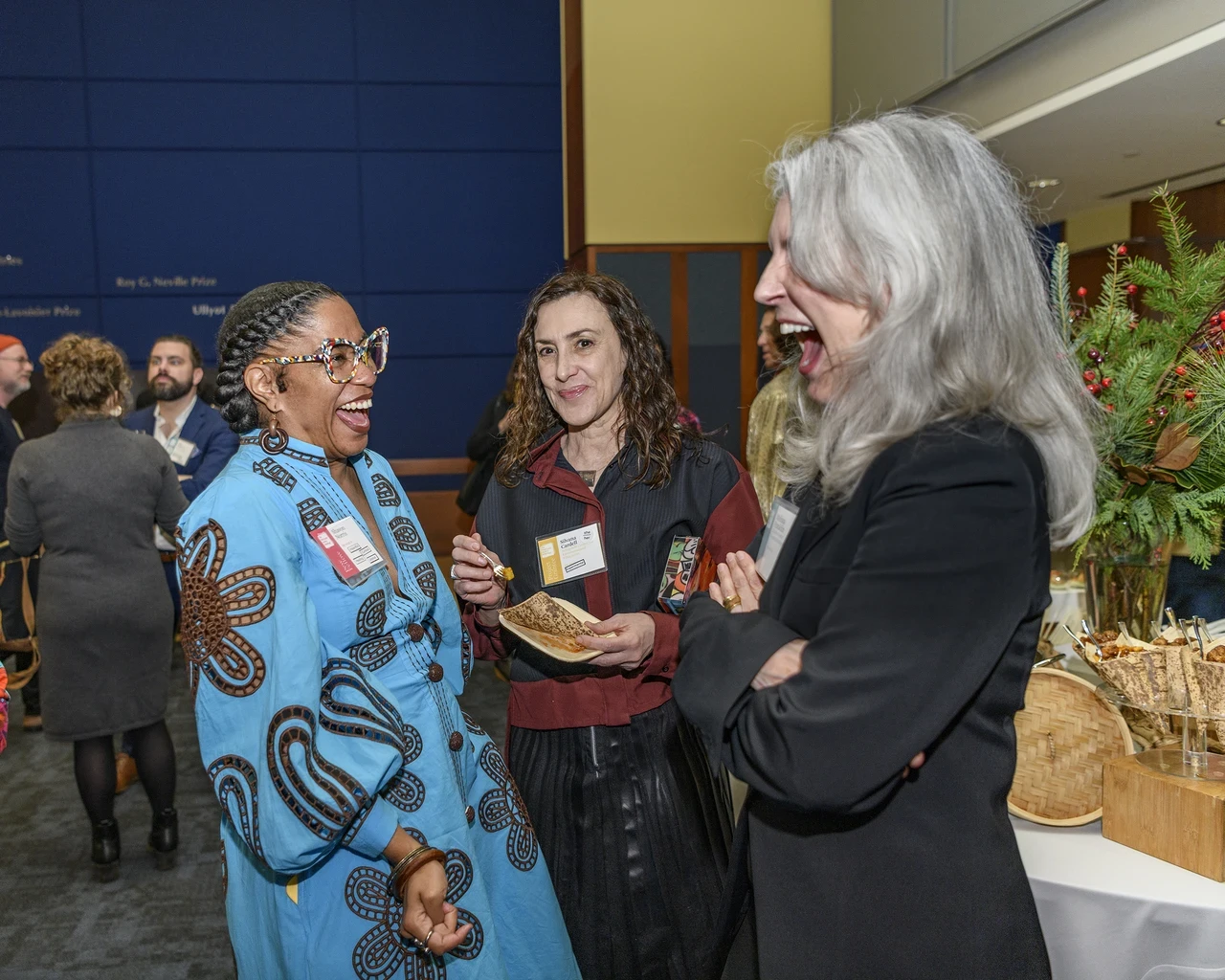 Shavon Norris (2024 Pew Fellow, movement and theater artist), Silvana Cardell (choreographer), and Melissa Franklin (Pew Fellowships Director, The Pew Center for Arts & Heritage). Photo by Constance Mensh.