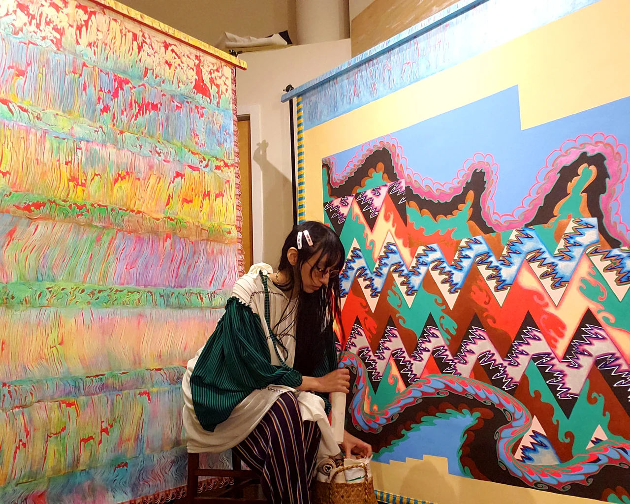Artist Lisa Alvarado in her studio. Photo by Joshua Abrams.&nbsp;