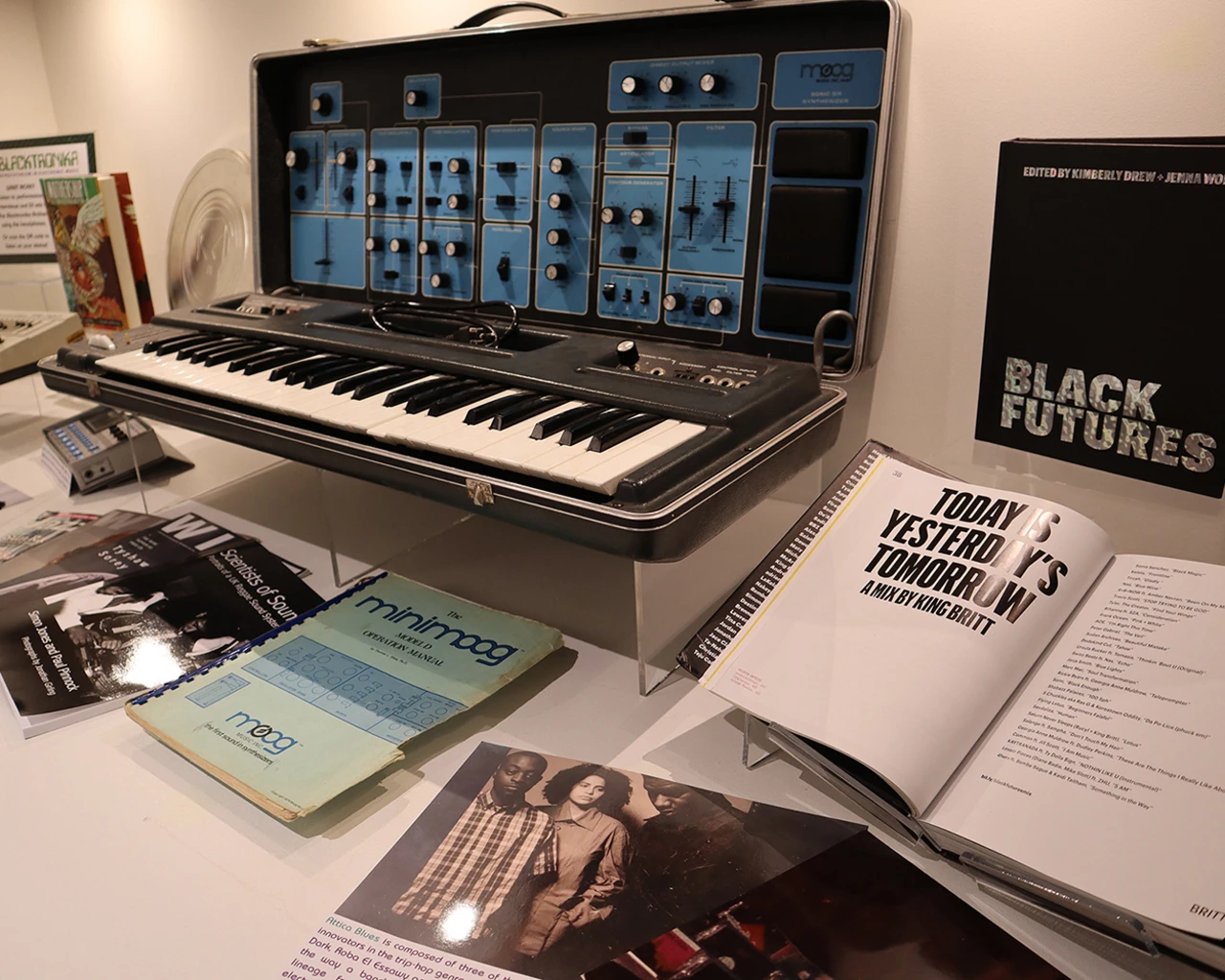 MOOG Sonic Six synthesizer. Installation view, Blacktronika exhibition at University of California in San Diego Library, 2025. Photo courtesy of UCSD Library.&nbsp;
