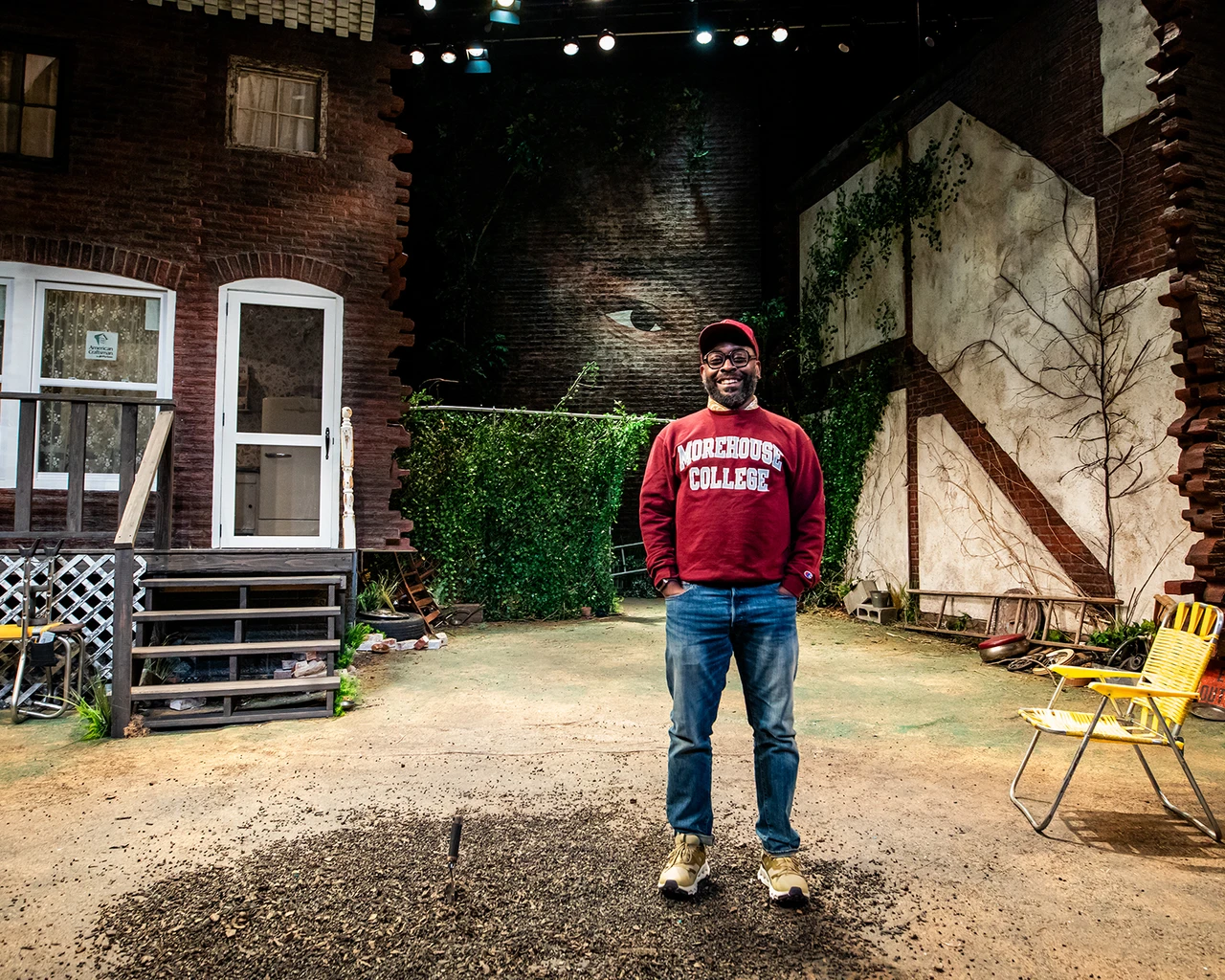 James Ijames on the set of Arden Theatre’s King Hedley II, March 2025. Photo by Ashley Smith / Wide Eyed Studios.&nbsp;