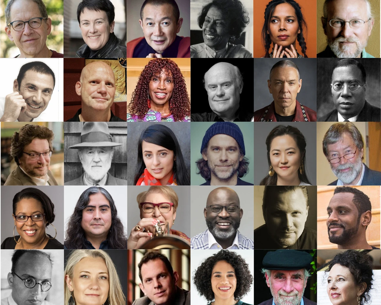 A collage of the 30 composers featured in A More Perfect Union: Musical Reflections on Five Amendments to the U.S. Constitution.&nbsp;Courtesy of Orchestra 2001.