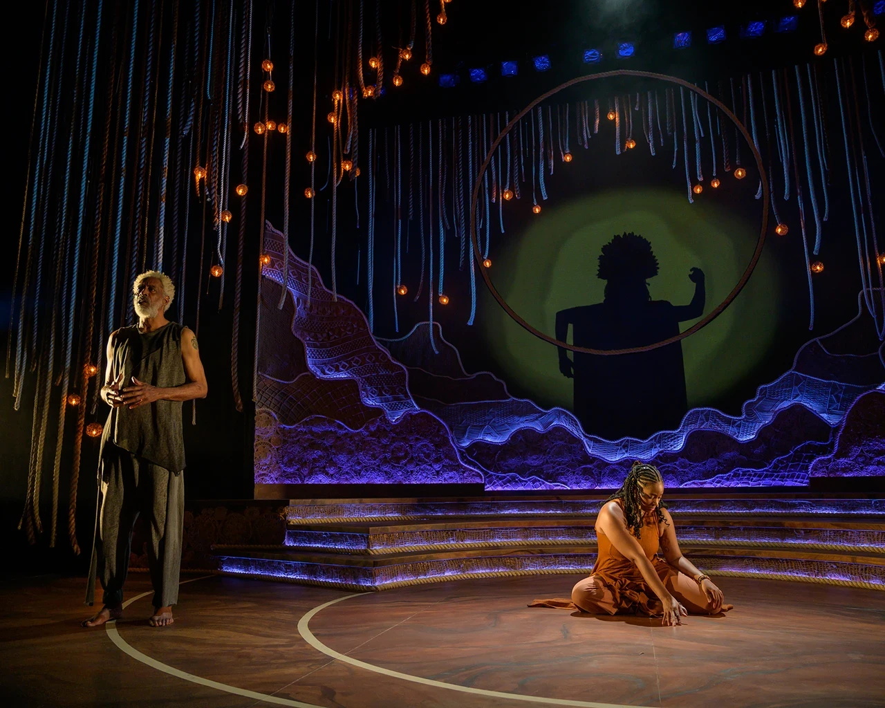 Lindsay Smiling in Inua Ellams’ The Half God of Rainfall, The Wilma Theater, 2025. Photo by Johanna Austin.