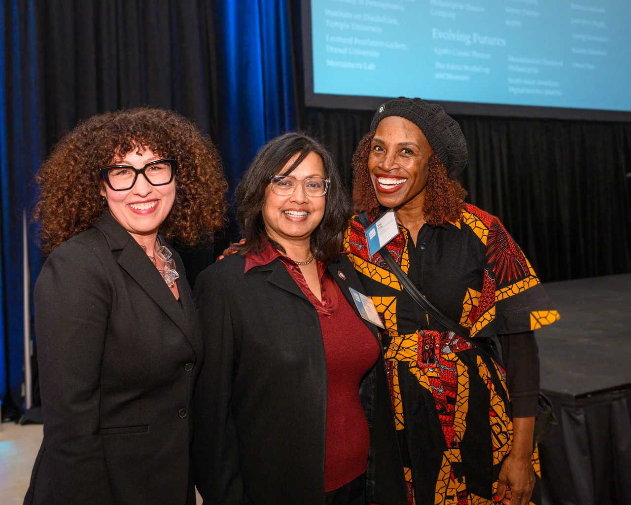 Christina Vassallo (Executive Director, The Pew Center for Arts &amp; Heritage) with Philadelphia City Council Member Nina Ahmad and Val Gay (Chief Cultural Officer, Creative Philadelphia, City of Philadelphia). Photo by Constance Mensh.