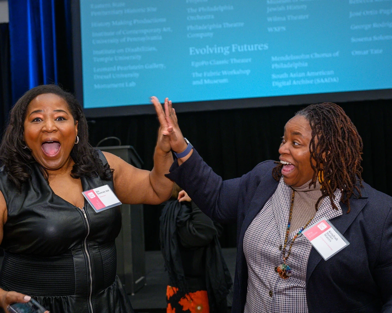 2025 Pew Fellows Jos Duncan Asé and Kendrah Butler-Waters. Photo by Constance Mensh.