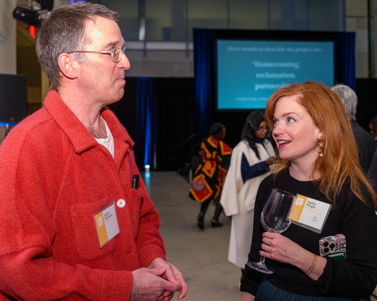 Robert Blackson (curatorial consultant, ArtPhilly) and Hallie Ringle (Daniel and Brett Sundheim Chief Curator, Institute of Contemporary Art, University of Pennsylvania).&nbsp;Photo by Constance Mensh.