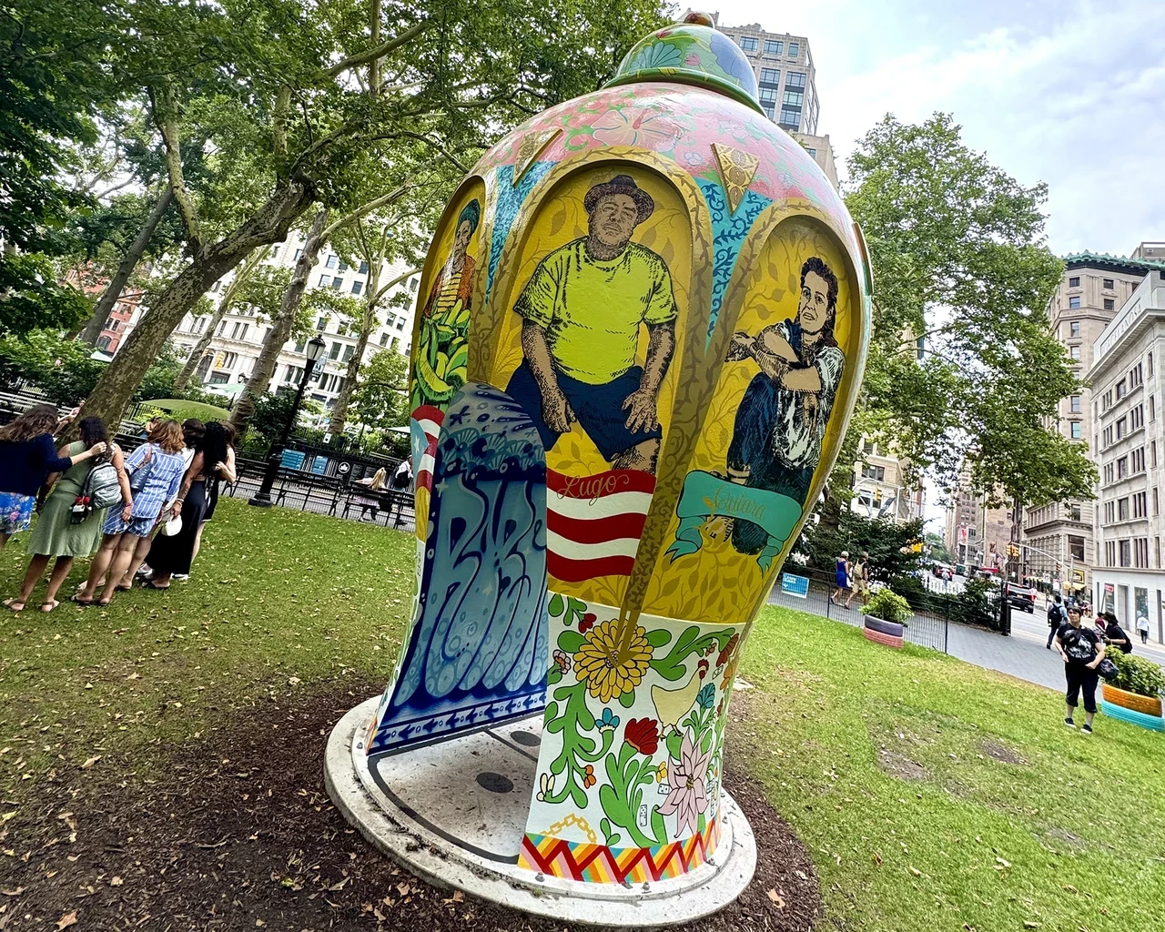 Roberto Lugo, Capicú de Cariño (I Heard It Both Ways), part of Alfarero del Barrio (Village Potter), &nbsp;Madison Square Park, New York. Photo by John Vettese.