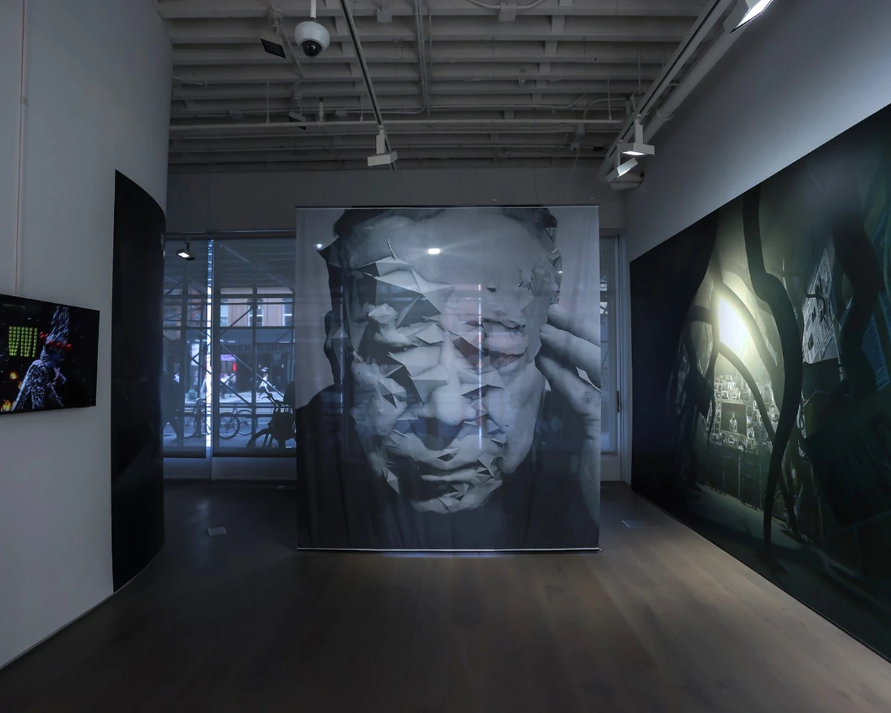 The Leonard Pearlstein Gallery exhibition ESC -> CTRL -> PLY will include work by Hsin Chien Huang, seen here on view at Pratt Manhattan Gallery's The Data We Call Home in 2022. Photo by Hsin Chien Huang Studio.&nbsp;
