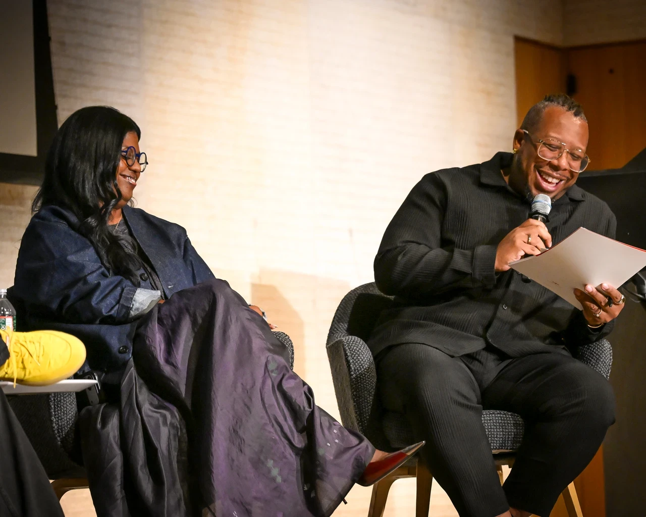Sosena Solomon (left) and James Claiborne at On Practice: Pew Fellows in Conversation, October 6, 2026. Photo by The Pew Center for Arts &amp; Heritage.