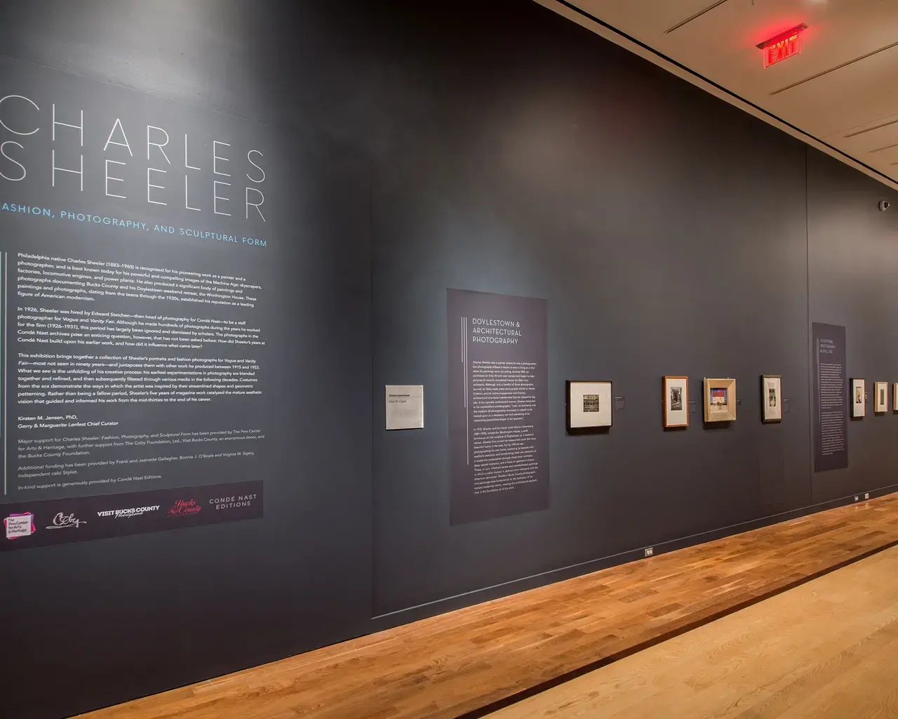 Charles Sheeler: Fashion, Photography, and Sculptural Form, installation view, James A. Michener Art Museum, 2016. Photo by Dara N. King.