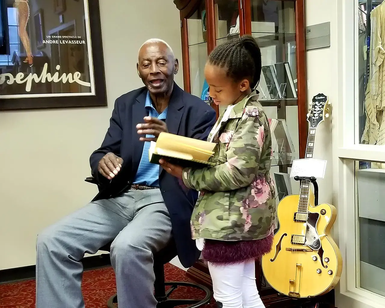 Charles L. Blockson, curator emeritus with a student from The Royalty Project, May 19, 2018. Photo by Rhonesha Blache.