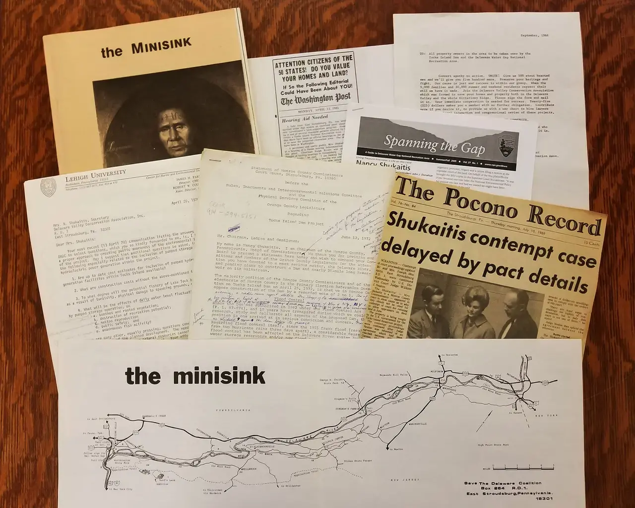 "Chronicling Resistance, Enabling Resistance," Nancy Michael Shulkaitis Papers, documents of resistance to Federal declarations and efforts to stop the Tocks Island Dam, Lehigh University SC MS 0238. Photo courtesy of Philadelphia Area Consortium of Special Collections Libraries.&nbsp;&nbsp;