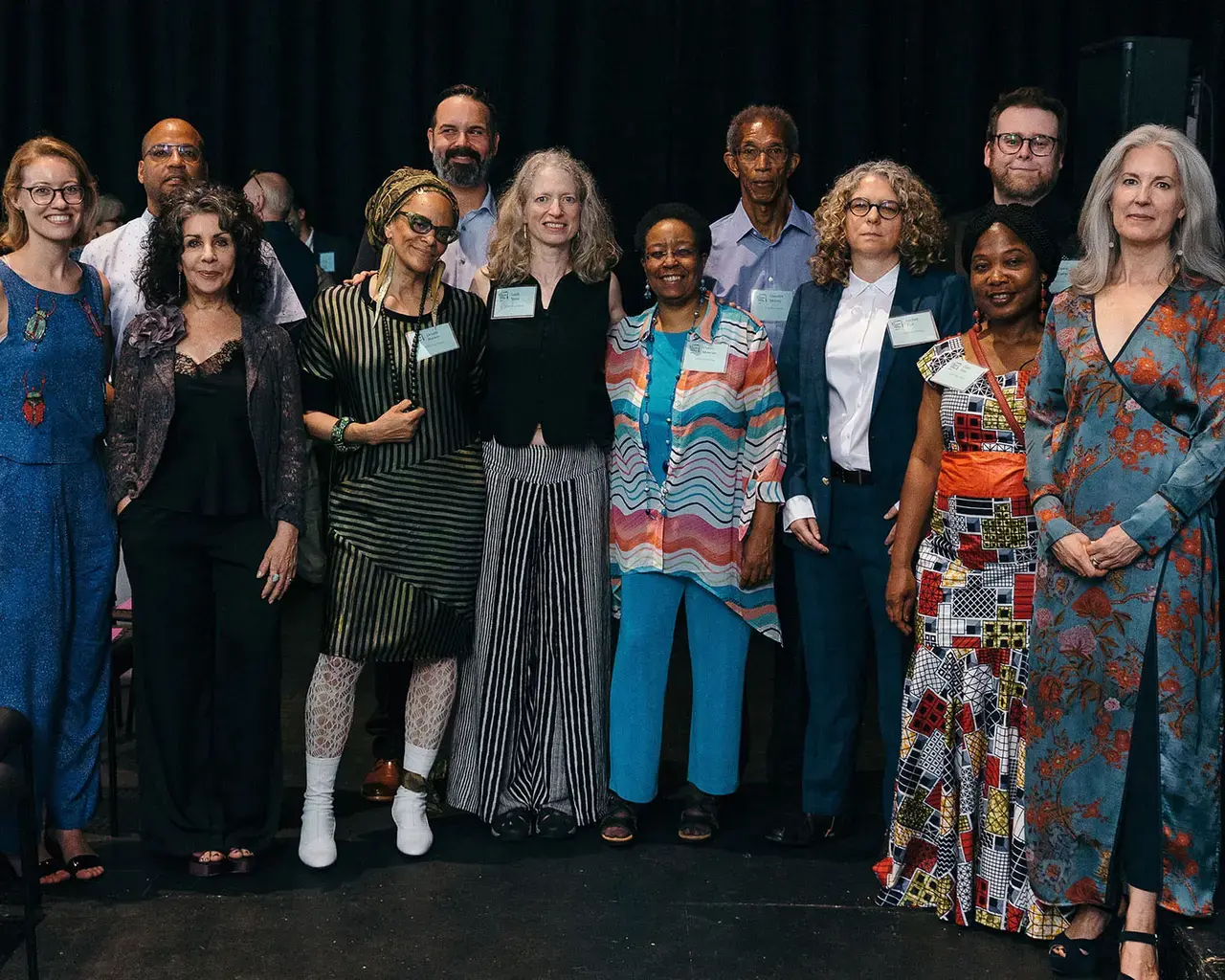 2018 Pew Fellows. From left to right: Ellie Clark of The Pew Center for Arts &amp; Heritage; David Hartt; Paula Marincola, Executive Director, The Pew Center for Arts &amp; Heritage; Ursula Rucker; Alex Torra; Leah Stein; Diane Monroe; Quentin Morris; Rachel Zolf; Zaye Tete; David Ludwig; Melissa Franklin, Director, Pew Fellowships. Not pictured: 2018 Fellows Jonathan Olshefski, Ken Lum, Michele Angela Ortiz. Photo by Sabina Sister.