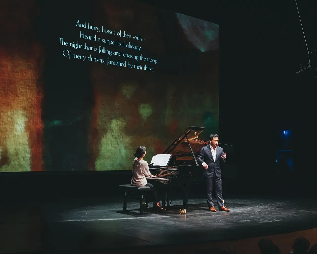 Philadelphia Chamber Music Society, Emerging Voices: Art Song &amp; Social Connection, 2019. Nick Phan, tenor, and Myra Huang, piano, performing Claude Debussy. Photo by Matt Genders.