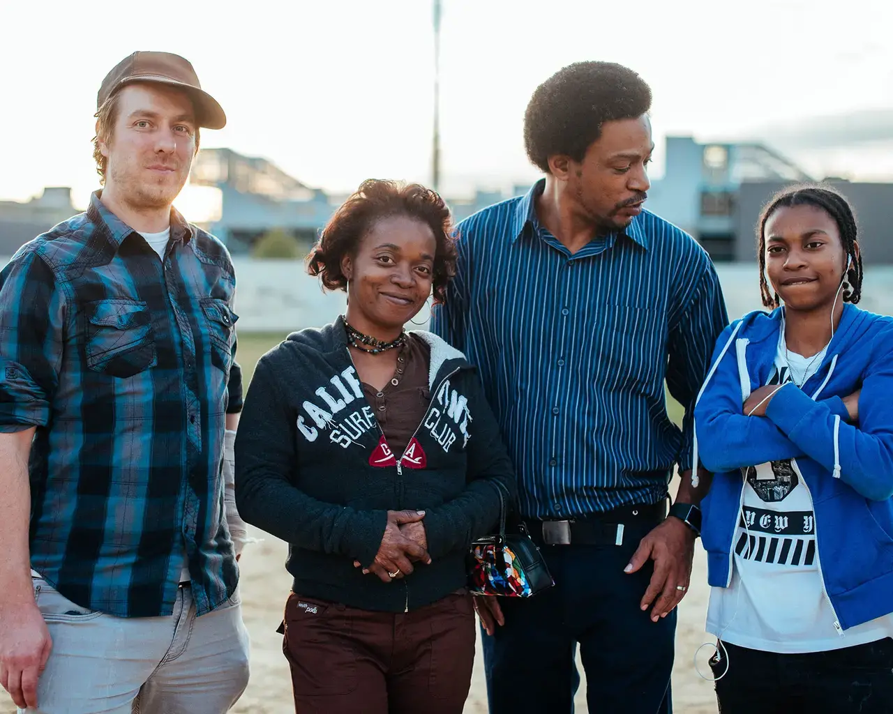 Jonathan Olshefski, Quest, 2017, documentary film. Pictured: Jonathan Olshefski, Christina’a “Ma Quest” Rainey, PJ Rainey, and Christopher “Quest” Rainey. Photo by Colleen Stepanian.