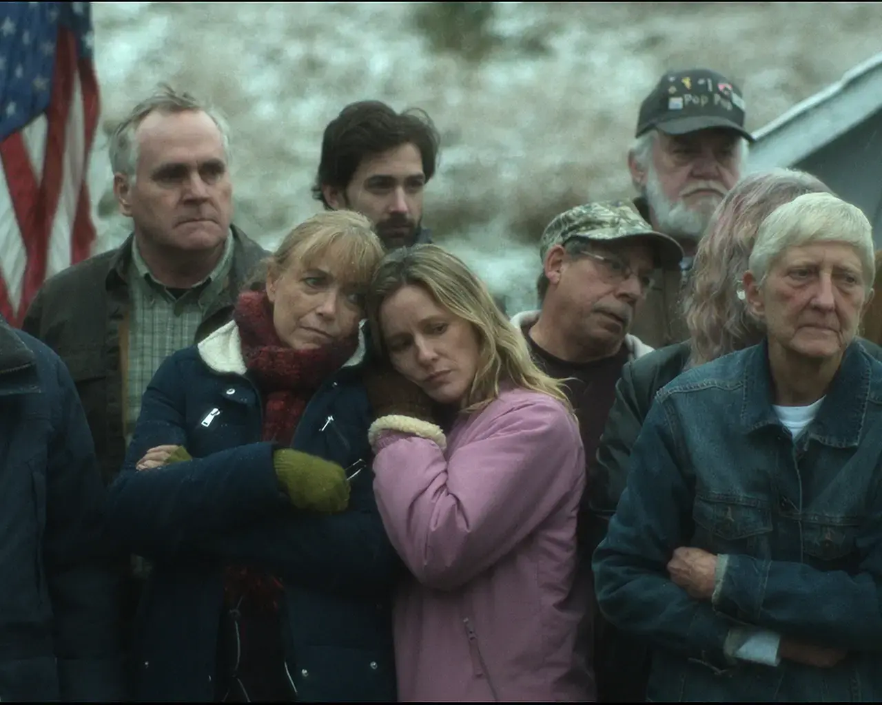 Actress Karen Allen (left of center) in the film&nbsp;Colewell&nbsp;directed by Pew Fellow Tom Quinn, 2019. Photo by Paul Yee.