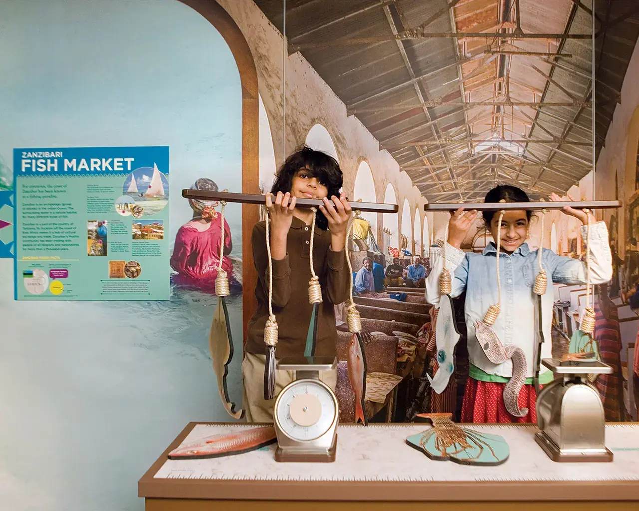 Please Touch Museum, American to Zanzibar, fishing lines modeled after traditional Zanzibari longline fishing gear. Photo courtesy of Please Touch Museum.