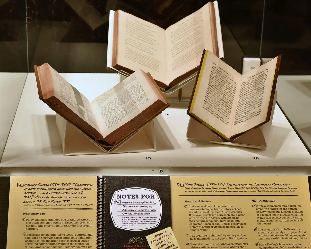 The Rosenbach of the Free Library of Philadelphia, Frankenstein &amp; Dracula: Gothic Monsters, Modern Science, 2017, installation view. Photo by Kelly &amp; Mass Photography.