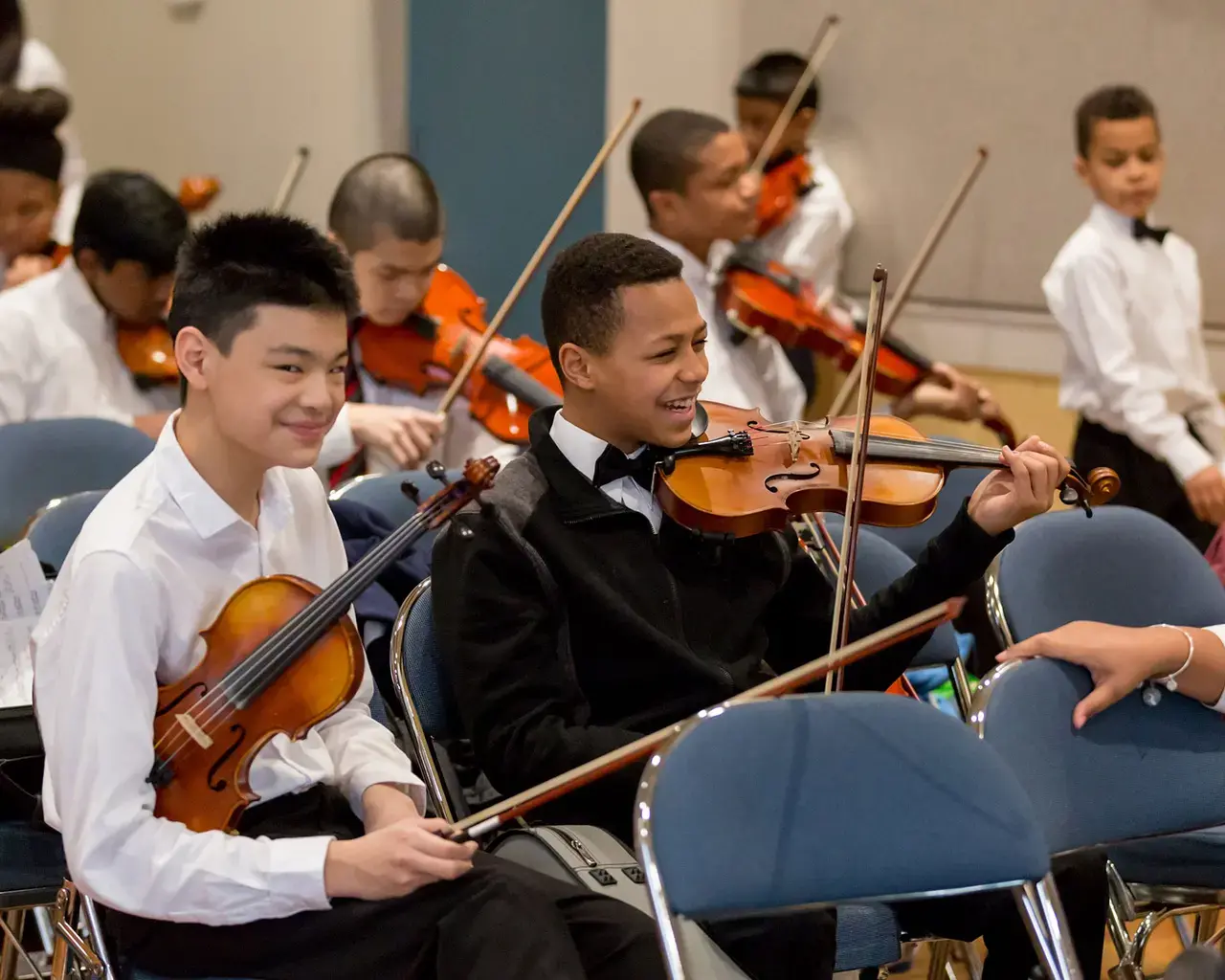 Intermediate orchestra students at Settlement&rsquo;s Mary Louise Curtis Branch. Photo courtesy of Settlement Music School.