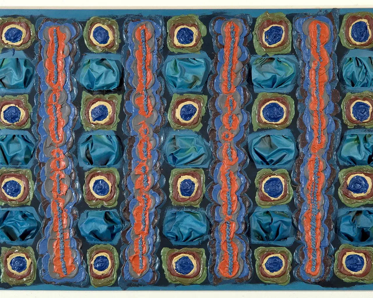 Cynthia Carlson, Triple Buldges, 1975, acrylic on woven canvas, 48" x 78". Photo courtesy of the artist.