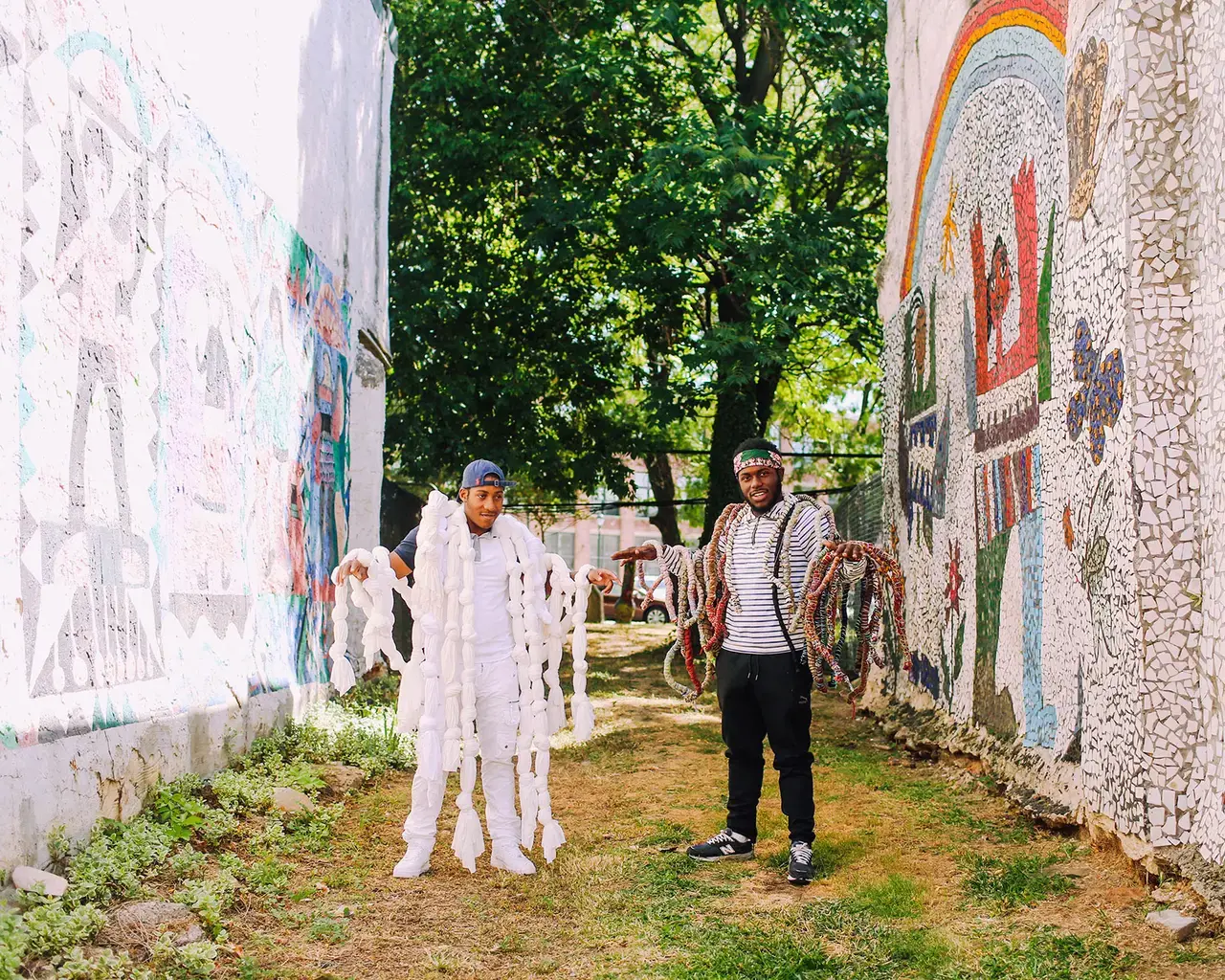 Community collaborators working on Olanre Tejuoso&rsquo;s Material Memory. Photo by Breanne Furlong.