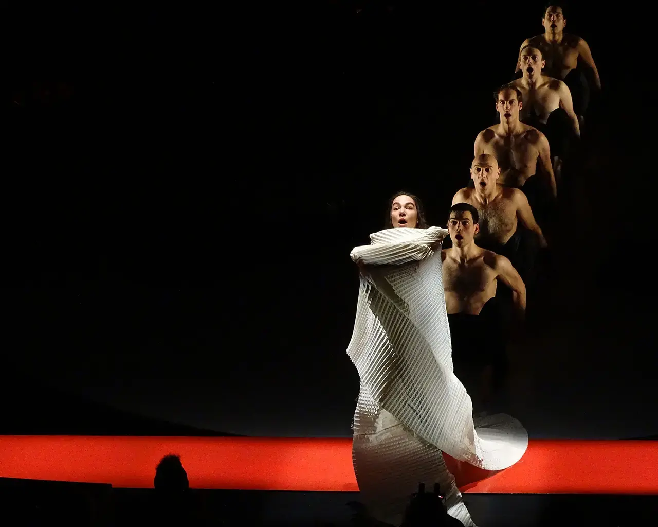 The Wilma Theater, "Antigone," performance shot, Wilma Hothouse and Attis Theatre of Athens, Greece. Photo by Johanna Weber.