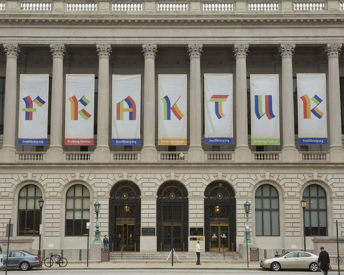 Banners for Framing Fraktur at the Free Library of Philadelphia. Courtesy of the Free Library of Philadelphia.