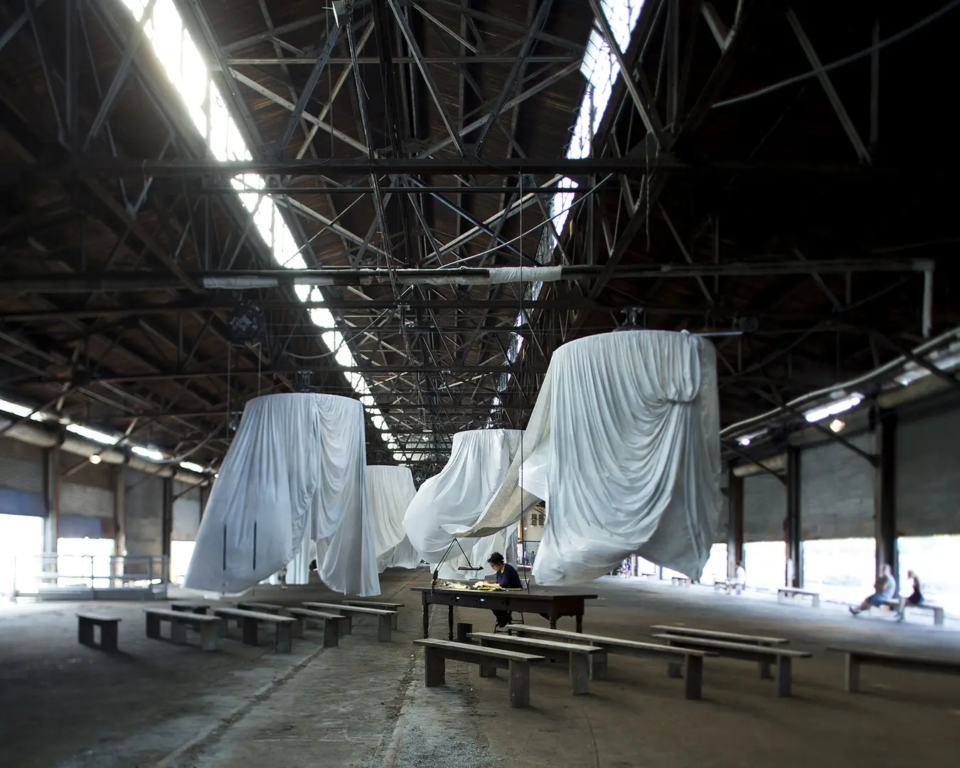 Ann Hamilton, habitus, 2016. Installation at Municipal Pier 9, made in collaboration with The&nbsp;Fabric Workshop and Museum, Philadelphia. Photo by Thibault Jeanson.