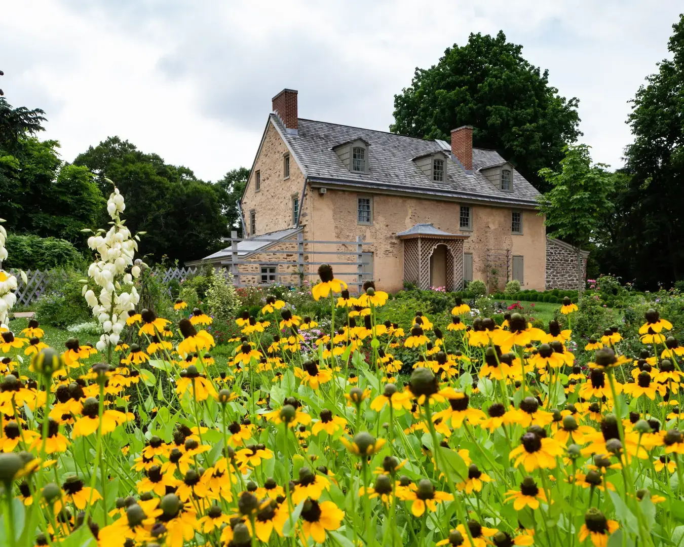 The 1728 John Bartram House at Bartram’s Garden in Southwest Philadelphia. Photo by Steve Weinik for Mural Arts' Art@Bartram's&nbsp;project.