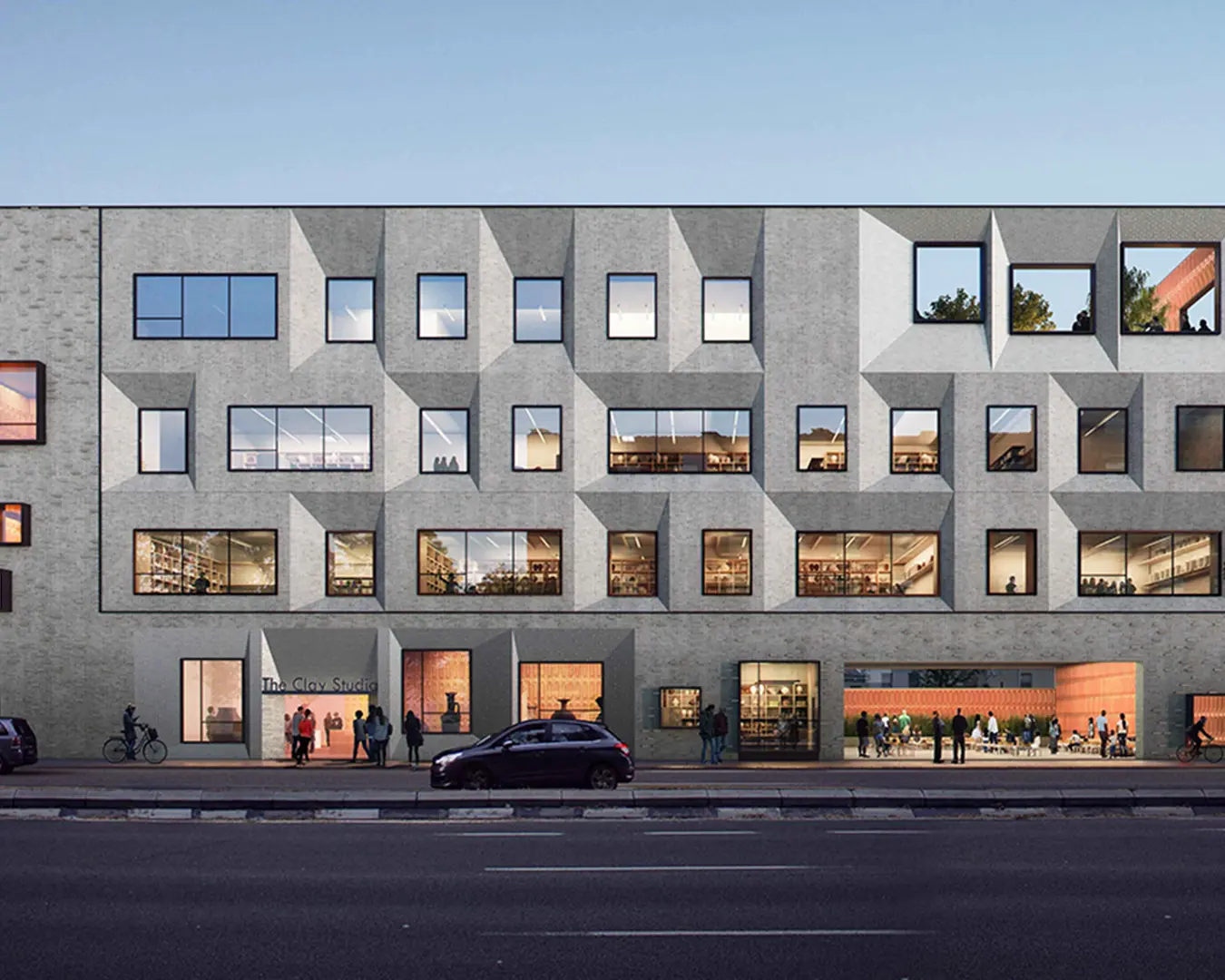 Rendering of The Clay Studio's new building, exterior. Image courtesy of The Clay Studio.