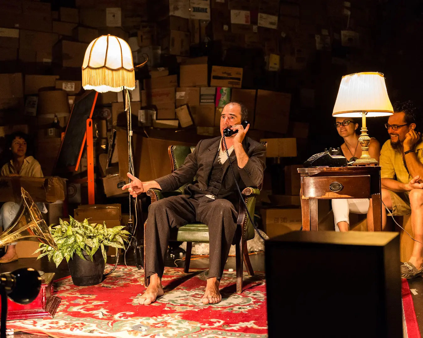 Geoff Sobelle in The Object Lesson&nbsp;at the Kirk Douglas Theatre. Photo by Craig Schwartz, courtesy of Center Theatre Group.