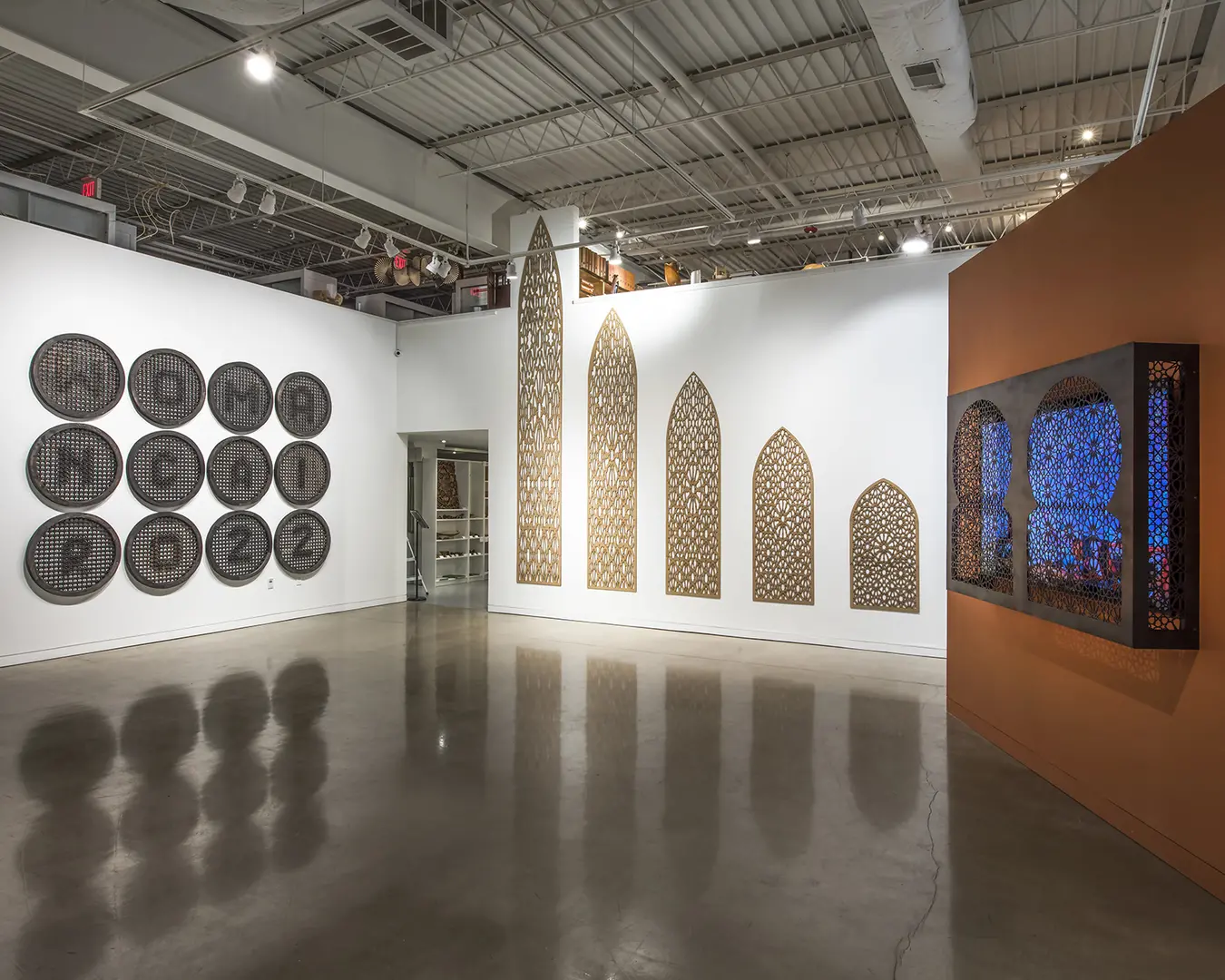 Seeing Through Space installation view, 2023, part of The Mashrabiya Project, Museum for Art in Wood, Philadelphia, PA. Photo by John Carlano.