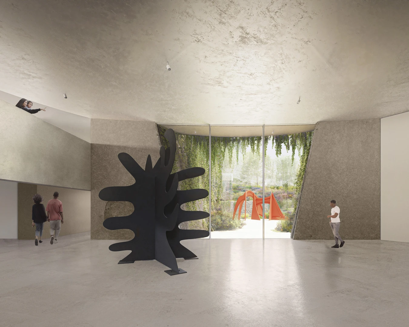 Open gallery rendering, Calder Gardens, 2022. Image courtesy of The Barnes Foundation, Herzog &amp; de Meuron, and Calder Foundation, New York. Photo courtesy of Calder Foundation, New York / Art Resource, New York; photo © Calder Foundation, New York; work by Alexander Calder © Calder Foundation, New York / Artists Rights Society (ARS), New York; rendering © Herzog &amp; de Meuron.
