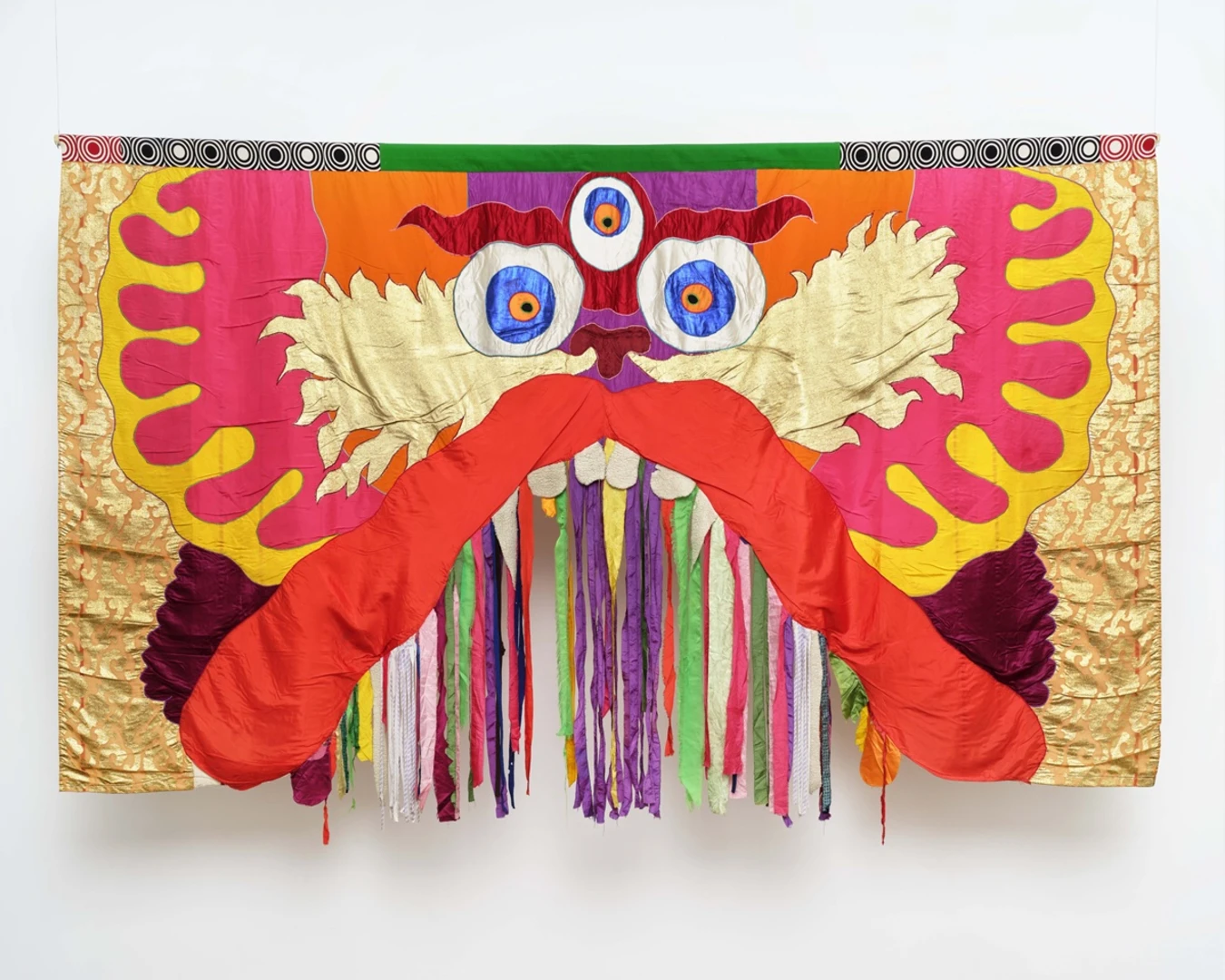 Moki Cherry, Title Unknown (Dragon), 1975; textile appliqué tapestry (silk, cotton, mixed fabrics). Photo courtesy of: Anders Sune Berg, Galleri Nicolai Wallner.
