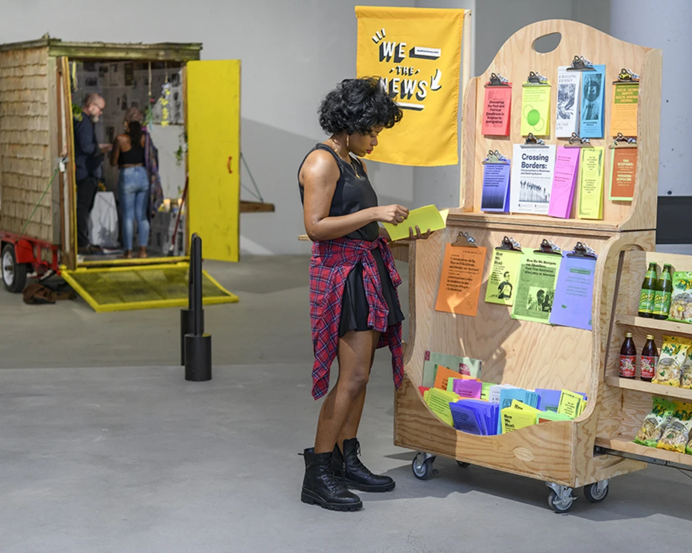 Teaching at the End of Times (2023), an exhibition by Vox Populi presented at Atelier Gallery, featuring a mobile learning unit and public workshops exploring collective teaching and creative exchange. Photo by Constance Mensh.&nbsp;