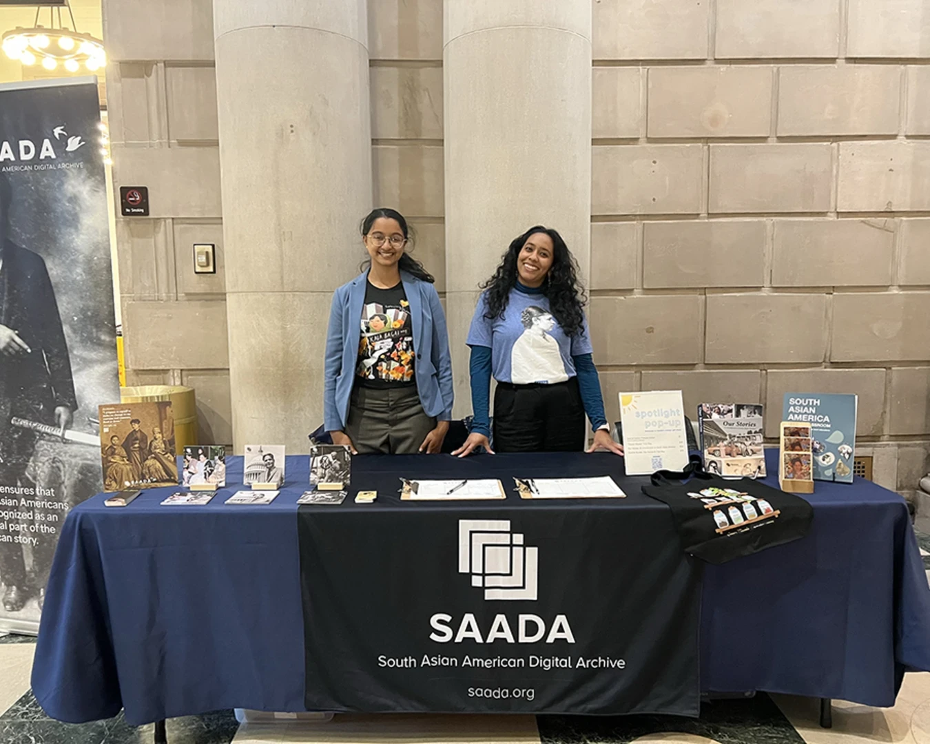 SAADA's staff at the Archives Month Philly event at the Free Library's Parkway Central Branch. Photo courtesy of SAADA.&nbsp;