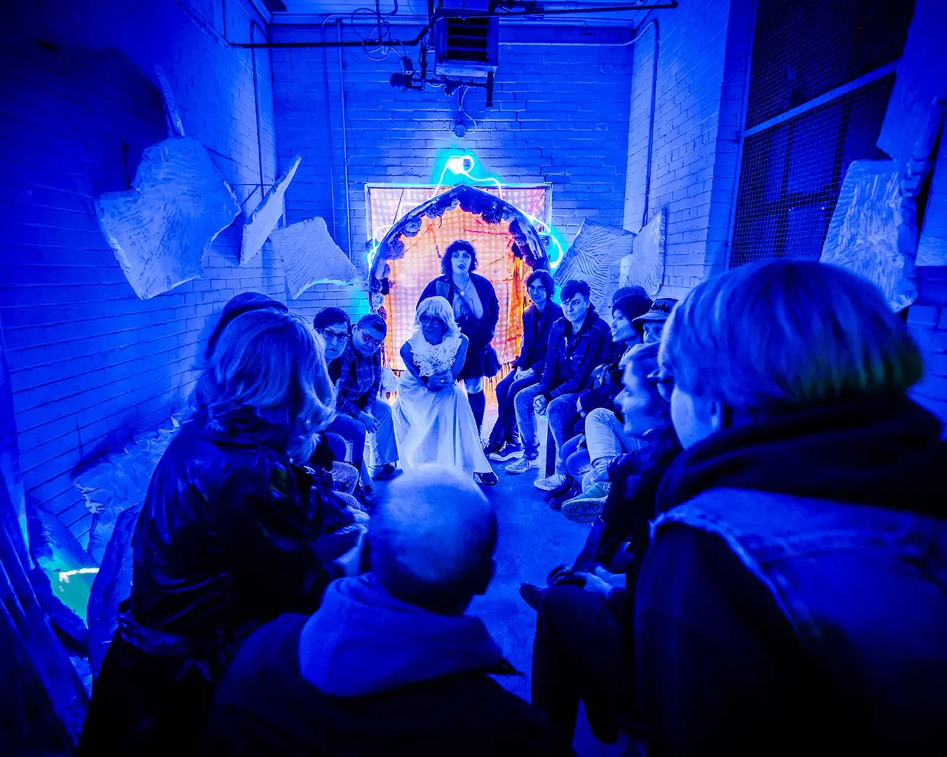 Allyson Mitchell and Deirdre Logue, Killjoy’s Kastle, audience members participate in a conversation regarding their tour. Photograph by Tony Coelho.