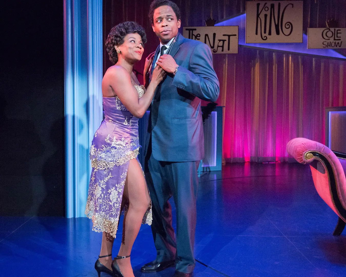 Gisela Adisa and Dulé Hill in Lights Out: Nat &ldquo;King&rdquo; Cole, presented by People&rsquo;s Light. Photo by Mark Garvin.