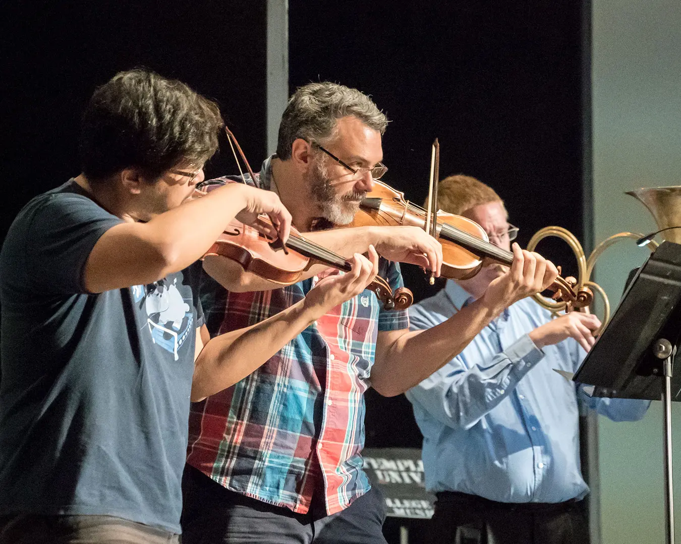 Tempesta di Mare, Telemann 360&deg;, violins, 2017. Photo by Sharon Torello.