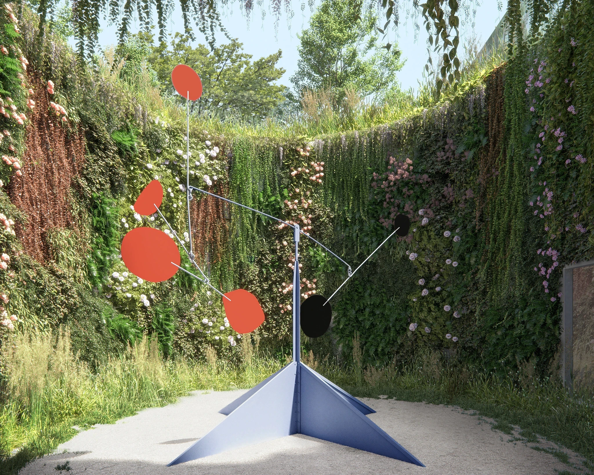 Sunken Garden rendering, Calder Gardens, 2022. The Barnes Foundation is becoming an operational partner for the forthcoming cultural destination. Image courtesy of The Barnes Foundation, Herzog &amp; de Meuron, and Calder Foundation, New York. Photo courtesy of Calder Foundation, New York / Art Resource, New York; photo © Calder Foundation, New York; work by Alexander Calder © Calder Foundation, New York / Artists Rights Society (ARS), New York; rendering © Herzog &amp; de Meuron.