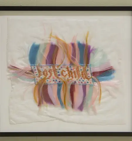 Marian Bantjes, Lost Child, installed as part of Framing Fraktur at the Free Library of Philadelphia. Courtesy of the Free Library of Philadelphia.